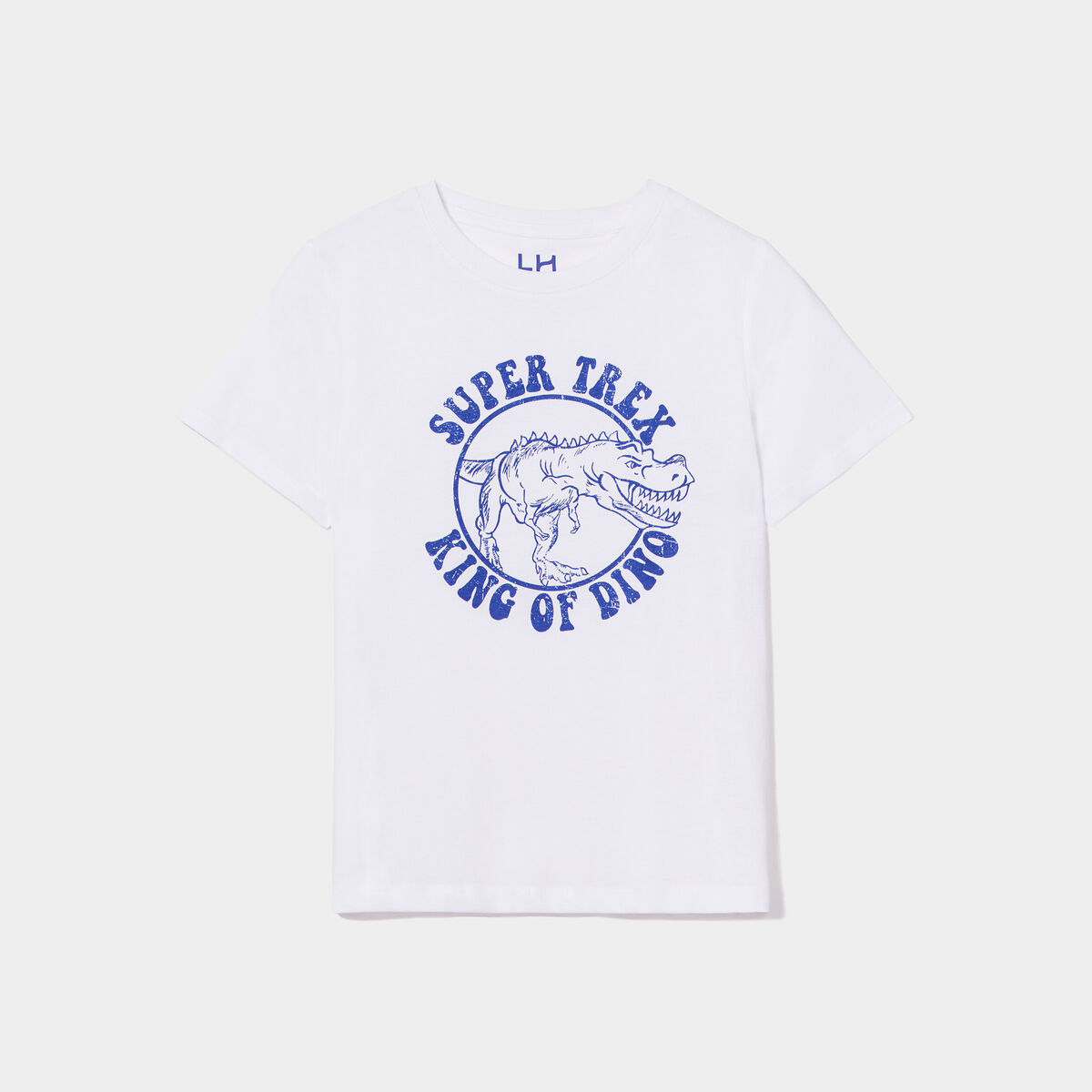 T-shirt droit col rond manches courtes blanc garçon