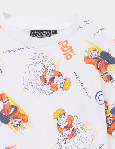 T-shirt manches courtes coton Naruto blanc gar&ccedil;on