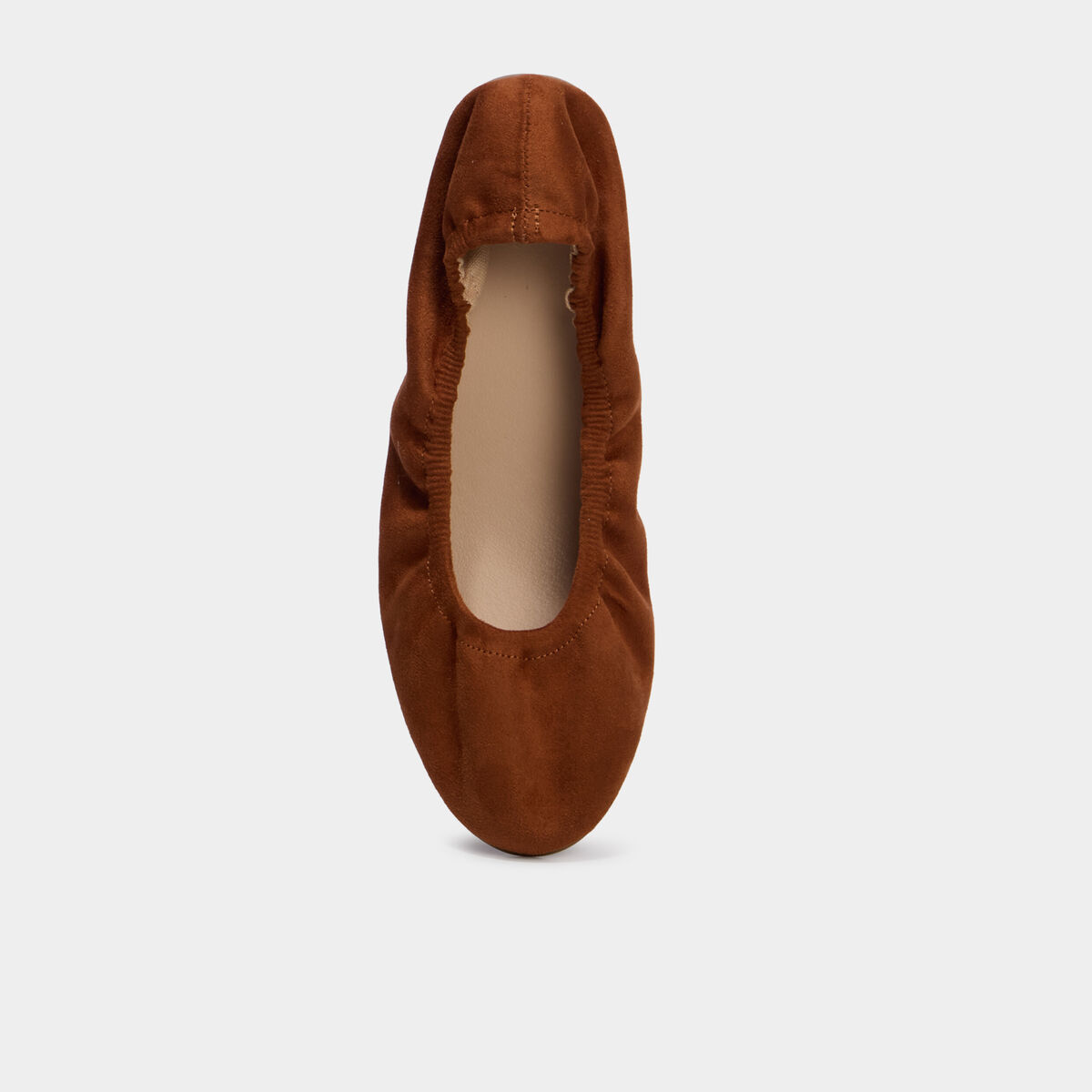 Ballerines &eacute;lastiqu&eacute;es effet su&eacute;dine marron femme