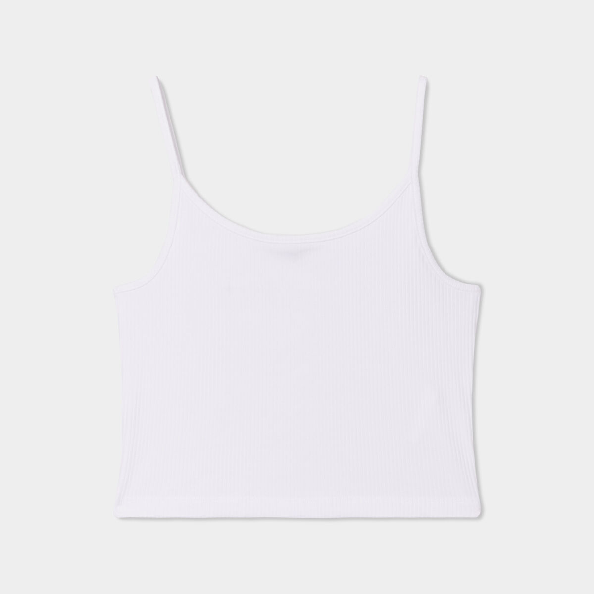 Débardeur cropped côtelé blanc femme