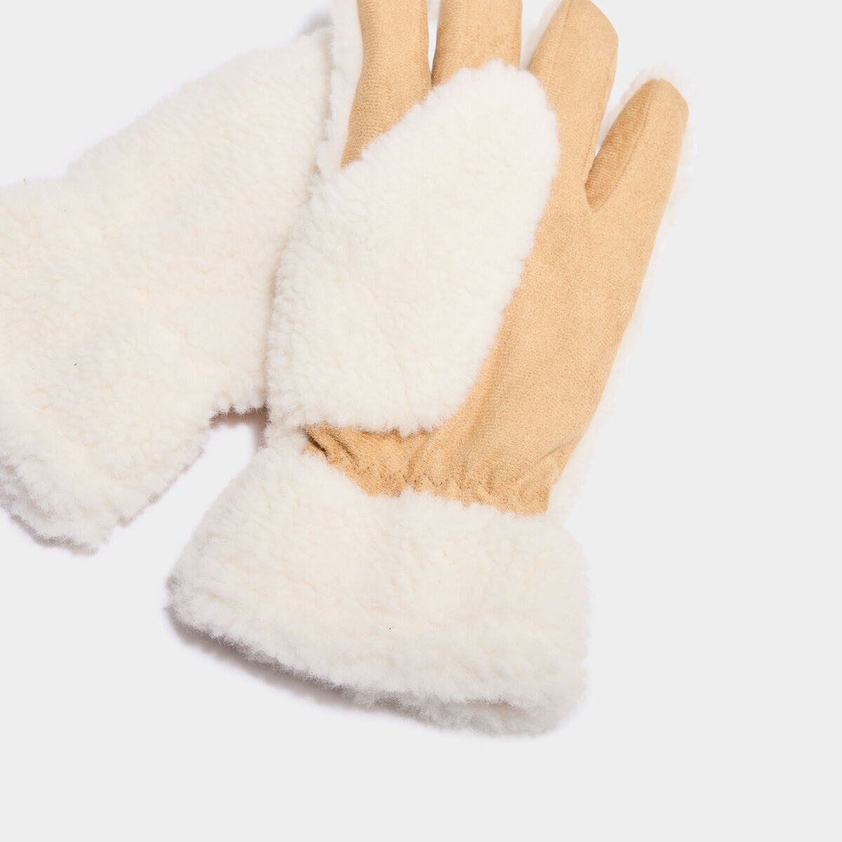 Gants effet polaire ivoire femme