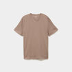 T-shirt textur&eacute; droit col rond coton marron homme