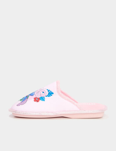 Chaussons mules Stitch rose femme
