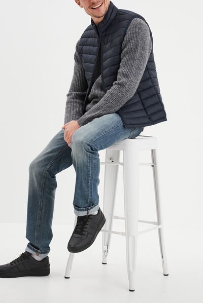 Doudoune légère zippée sans manches bleu marine homme