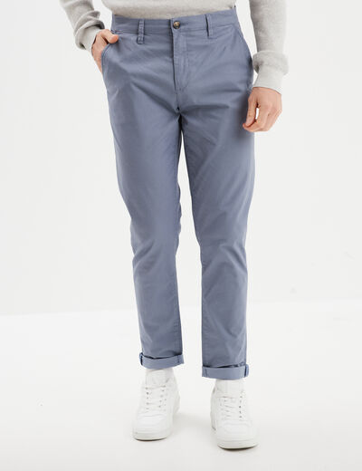 Pantalon chino slim stretch bleu homme