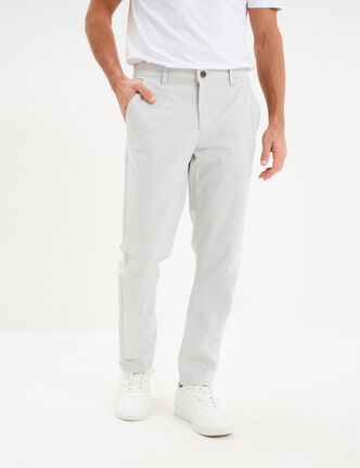 Pantalon chino droit stretch gris clair homme