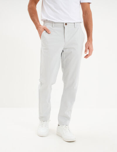 Pantalon chino droit stretch gris clair homme