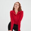 Pull col camionneur boutonné Liberto rouge foncé femme