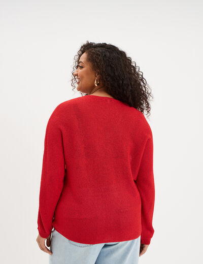 Pull ajust&eacute; manches longues rouge femme grande taille