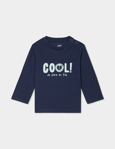 T-shirt col rond manches longues coton bleu marine bébé garçon