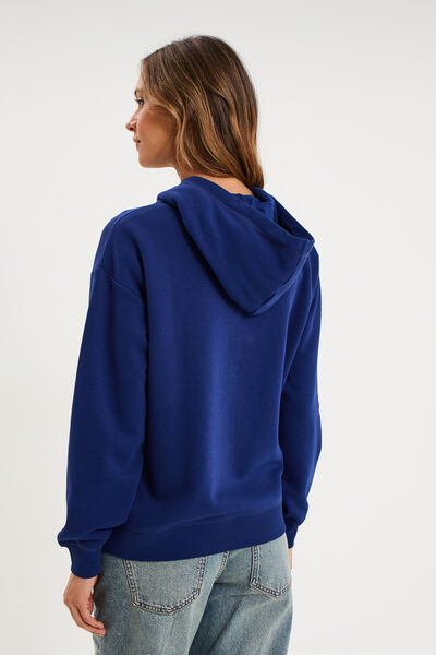 Sweat zipp&eacute; &agrave; capuche bleu fonc&eacute; femme