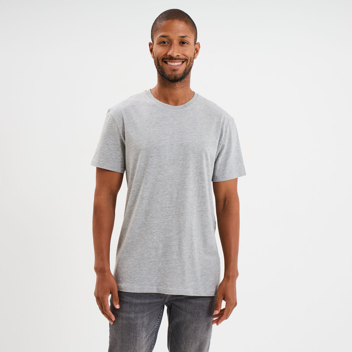T-shirt droit en coton manches courtes gris homme