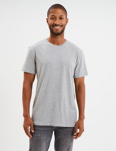 T-shirt droit en coton manches courtes gris homme