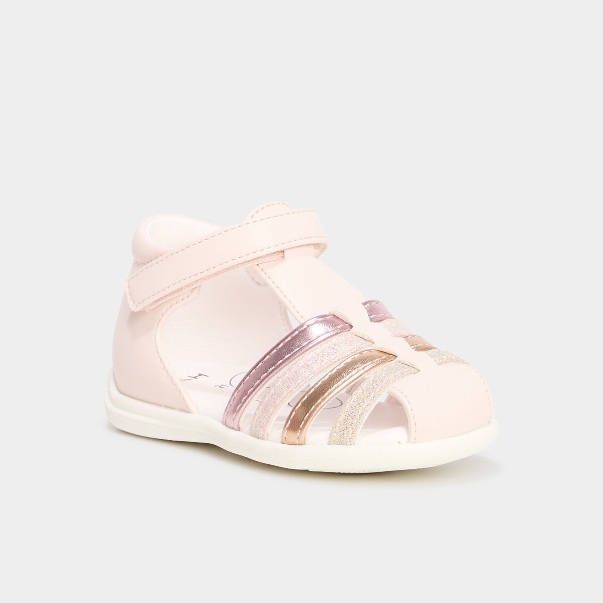 Sandales &agrave; scratchs semelle souple rose b&eacute;b&eacute; fille