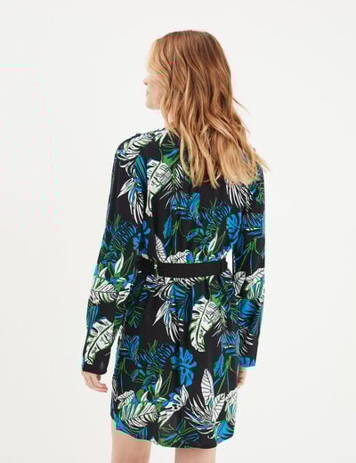 Robe droite ceinturée noir femme