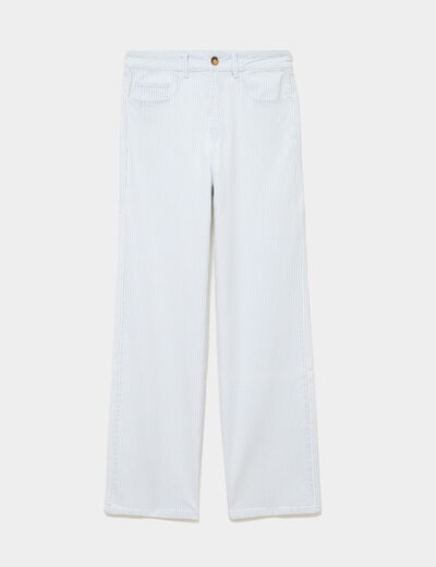 Jean droit taille haute coton blanc femme