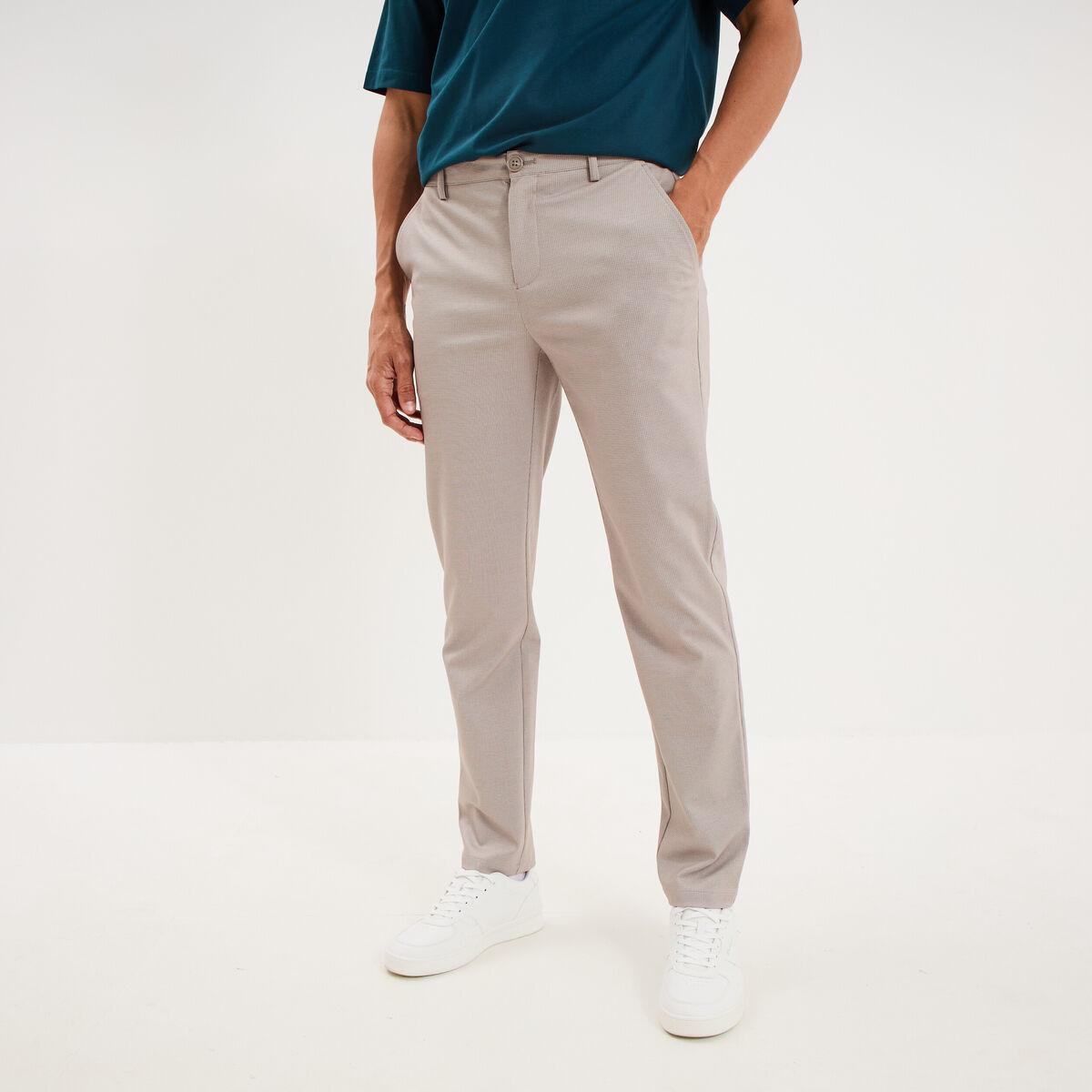 Pantalon chino slim beige clair homme