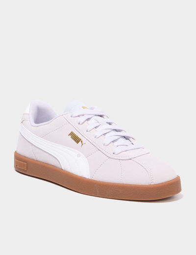 baskets &agrave; lacets en cuir Puma Club II violet femme