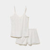 Ensemble pyjama short c&ocirc;tel&eacute; 2 pi&egrave;ces ecru femme