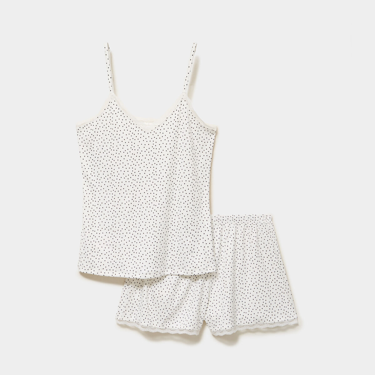 Ensemble pyjama short c&ocirc;tel&eacute; 2 pi&egrave;ces ecru femme
