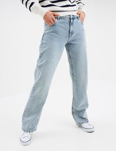 Jeans large taille basse coton Creeks denim triple stone femme
