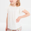 Blouse broderie anglaise gaze de coton ivoire fille