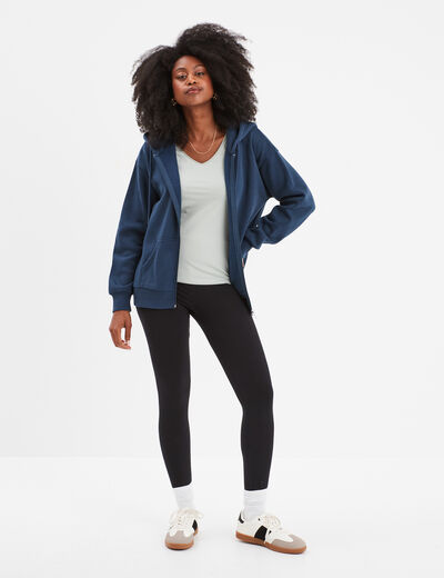Legging 7/8ème taille haute coton noir femme