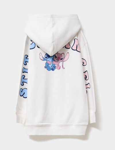 Sweat hoodie à capuche Stitch ivoire fille