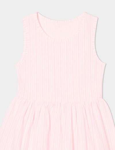 Robe patineuse sans manches coton ecru fille