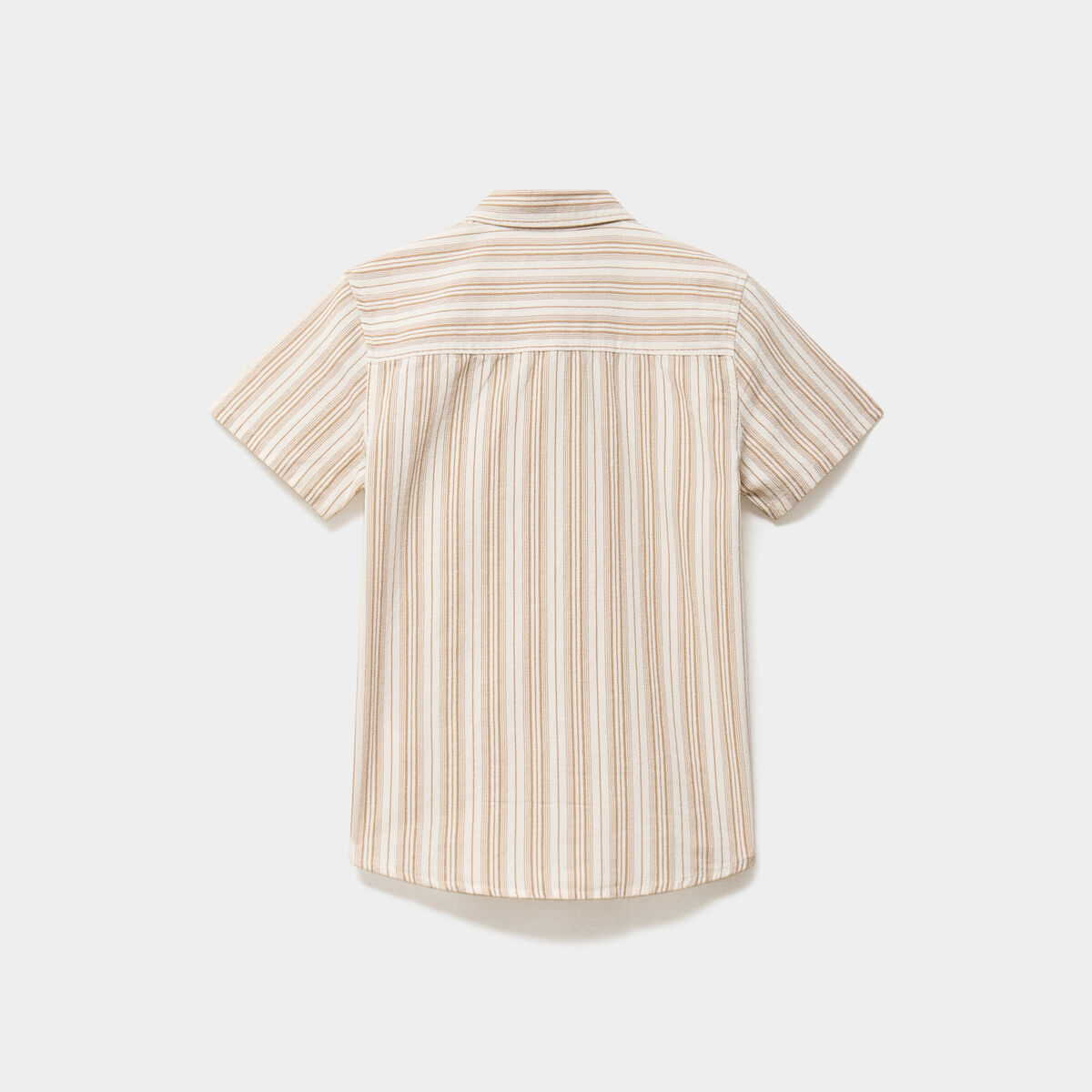 Chemise droite manches courtes coton marron gar&ccedil;on