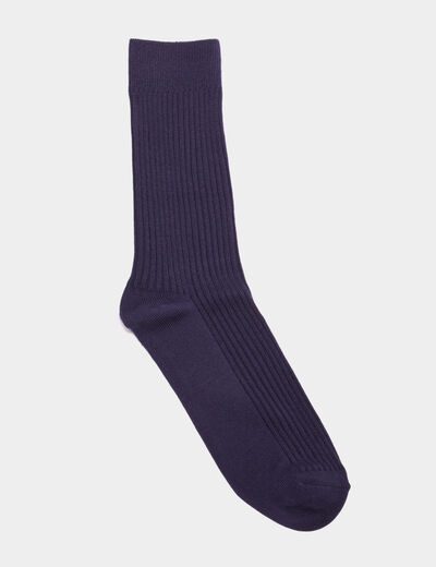 Lot 2 paires chaussettes côtelées bleu marine homme