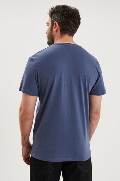 T-shirt droit en coton manches courtes bleu lavande homme