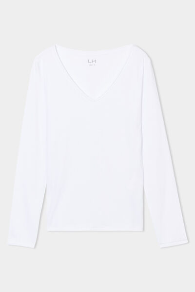 T-shirt manches longues blanc femme