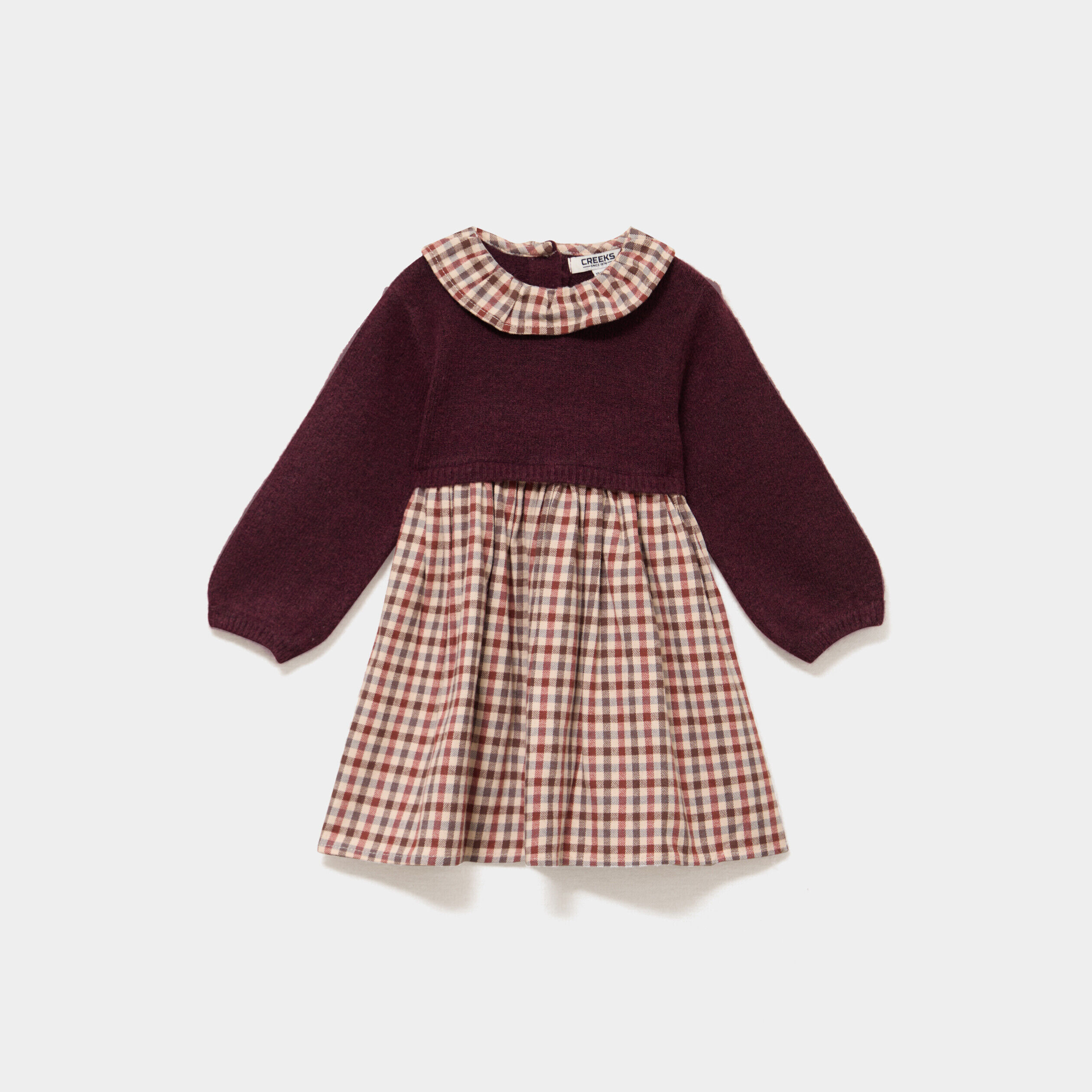 Robe effet 2-en-1 col claudine violet foncé bébé fille CREEKS