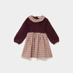 Robe effet 2-en-1 col claudine violet fonc&eacute; b&eacute;b&eacute; fille