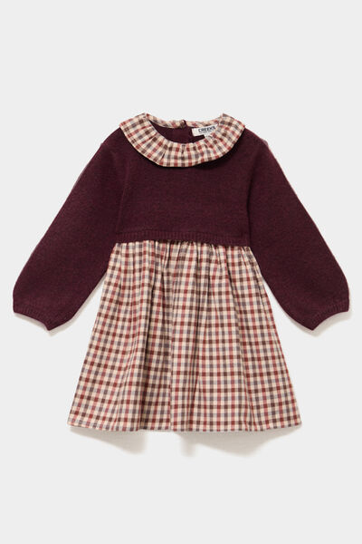 Robe effet 2-en-1 col claudine violet fonc&eacute; b&eacute;b&eacute; fille