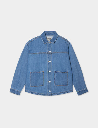 Veste surchemise oversize en jean coton denim stone femme