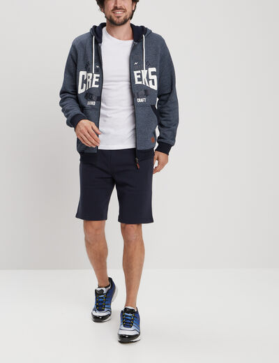Short jogging molletonné droit bleu marine homme