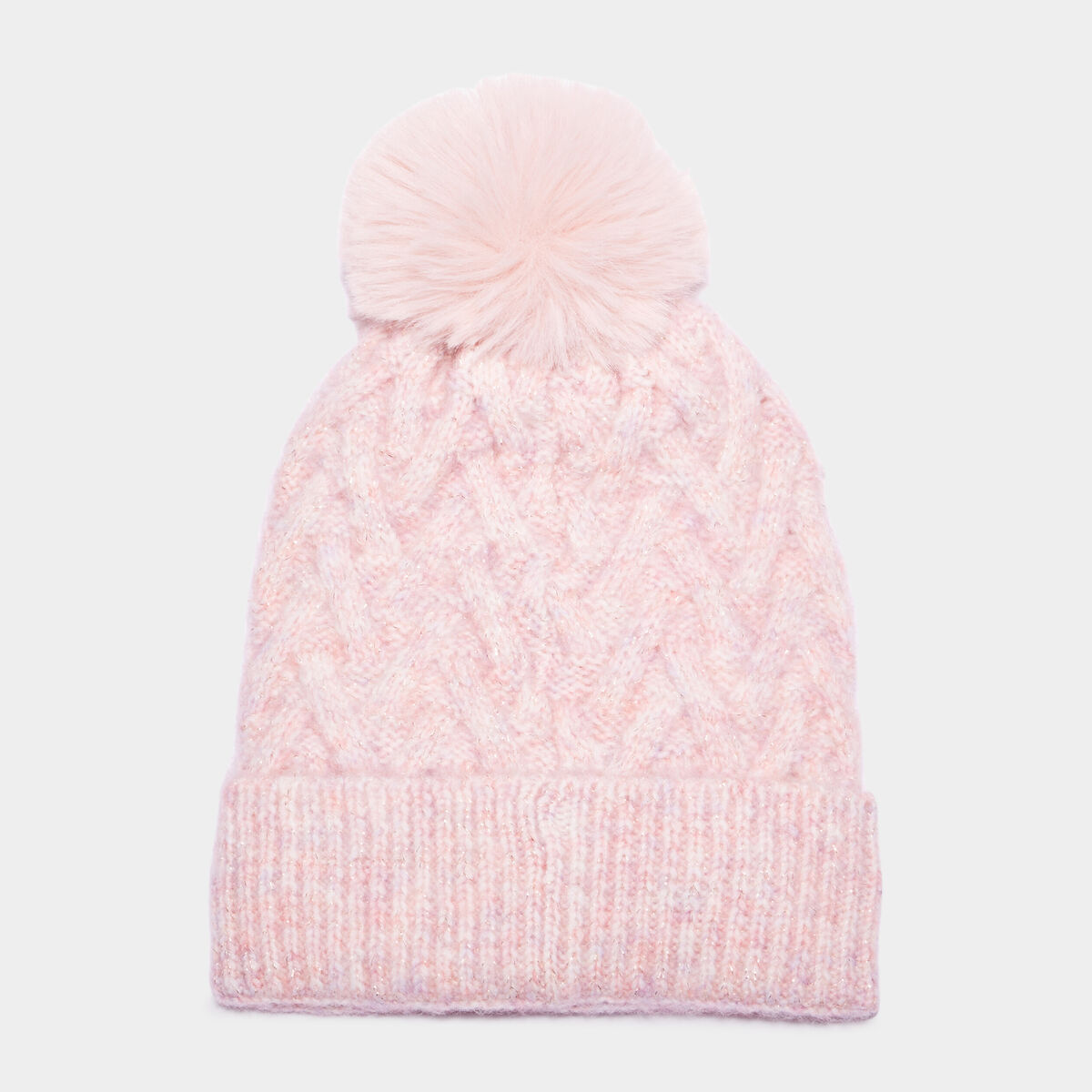 Bonnet &agrave; pompon rose fille