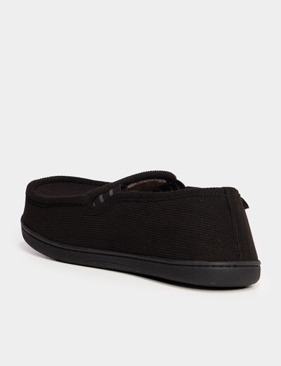 Chaussons mocassins aspect velours noir homme