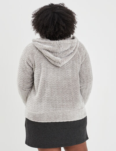 Veste de pyjama à capuche gris clair femme grande taille