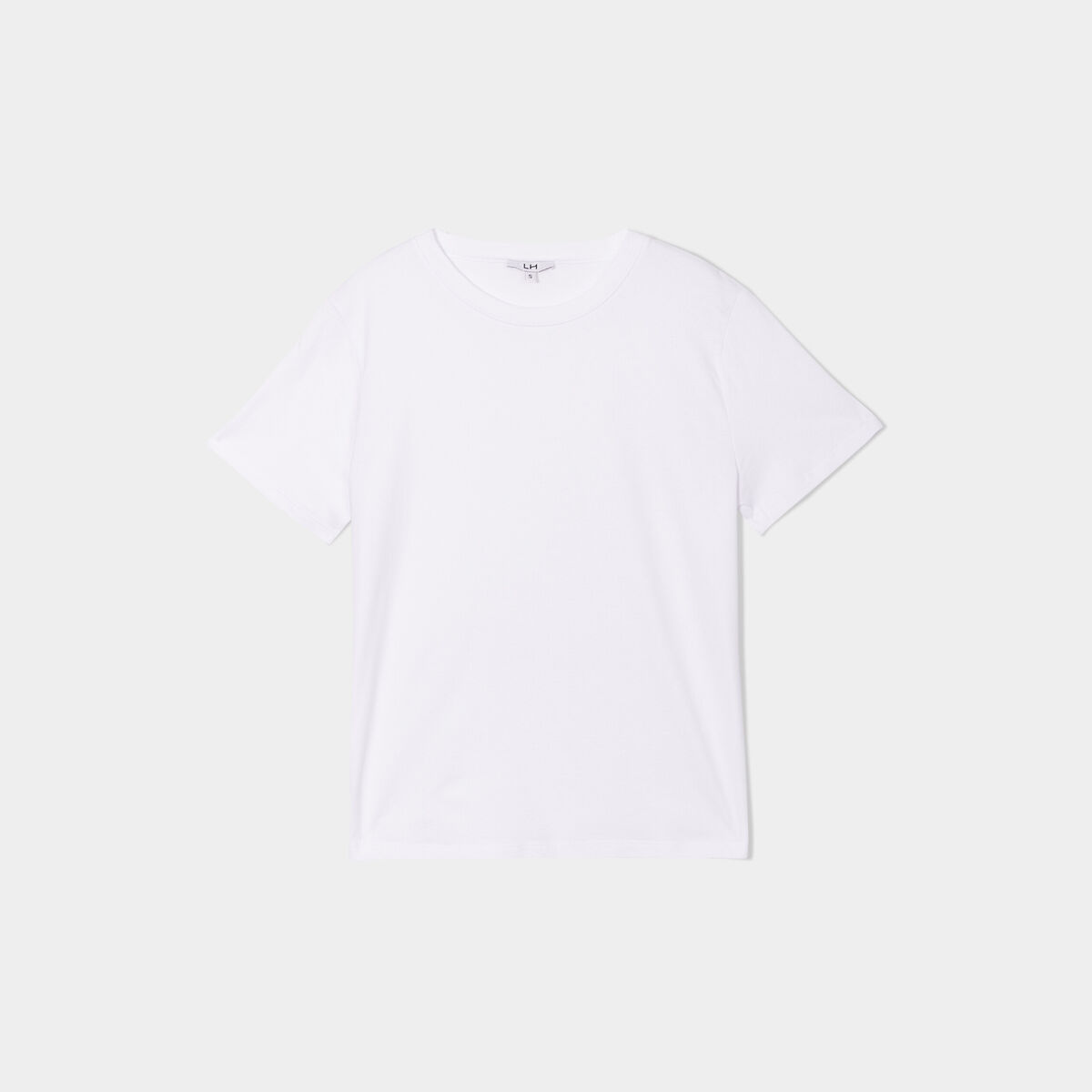 T-shirt col rond manches courtes coton blanc femme