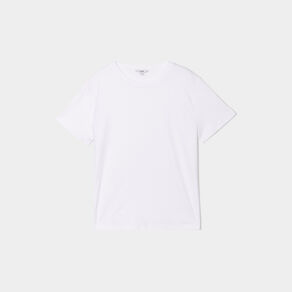 T-shirt col rond manches courtes coton blanc femme