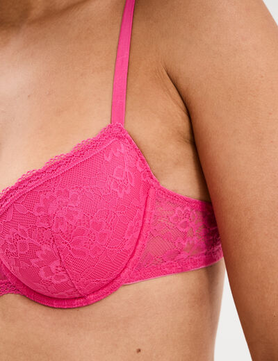 Soutien-gorge corbeille coques dentelle rose fushia femme