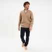 Pull camionneur manches longues taupe homme