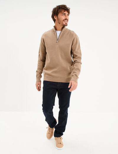 Pull camionneur manches longues taupe homme