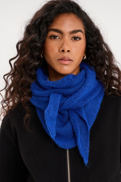 &Eacute;charpe triangulaire en maille douce bleu roi femme