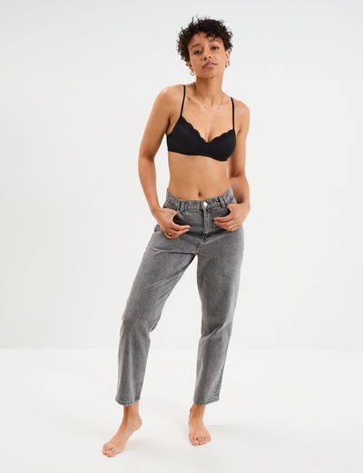 Soutien-gorge triangle micro dentelle noir femme