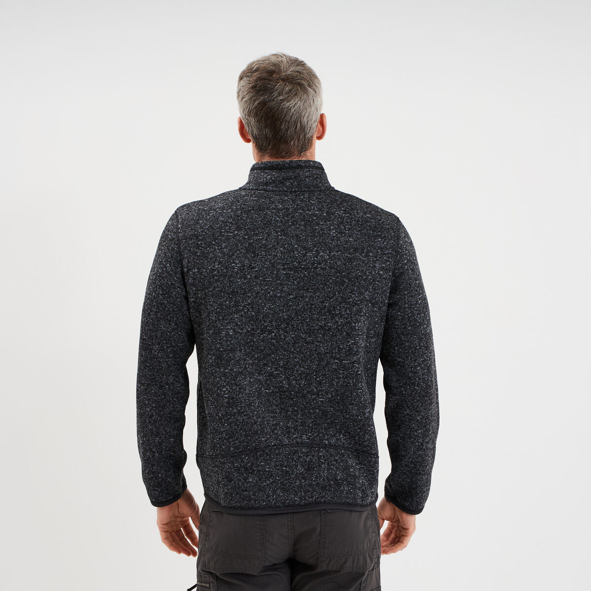 Gilet manches longues col montant gris fonc&eacute; homme