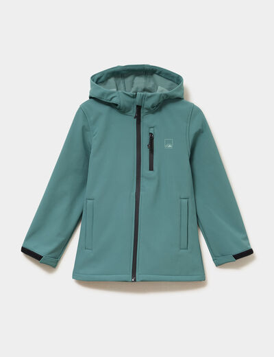 Blouson fourr&eacute; d&eacute;perlant &agrave; capuche vert fonc&eacute; fille
